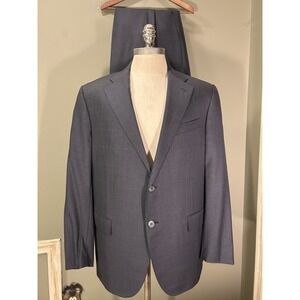 Corneliani Leader Flawless Collection Mens Charcoal Windowpane Suit 46R 40x31